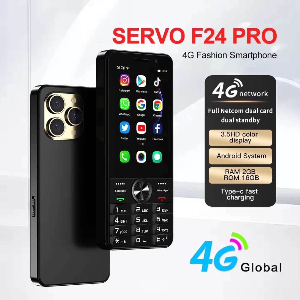 Official SERVO F24 PRO 4G LTE Smartphone 3.5" Display Android System 2GB RAM 16GB ROM Play Store GPS Smart Keyboard Mobile Phone