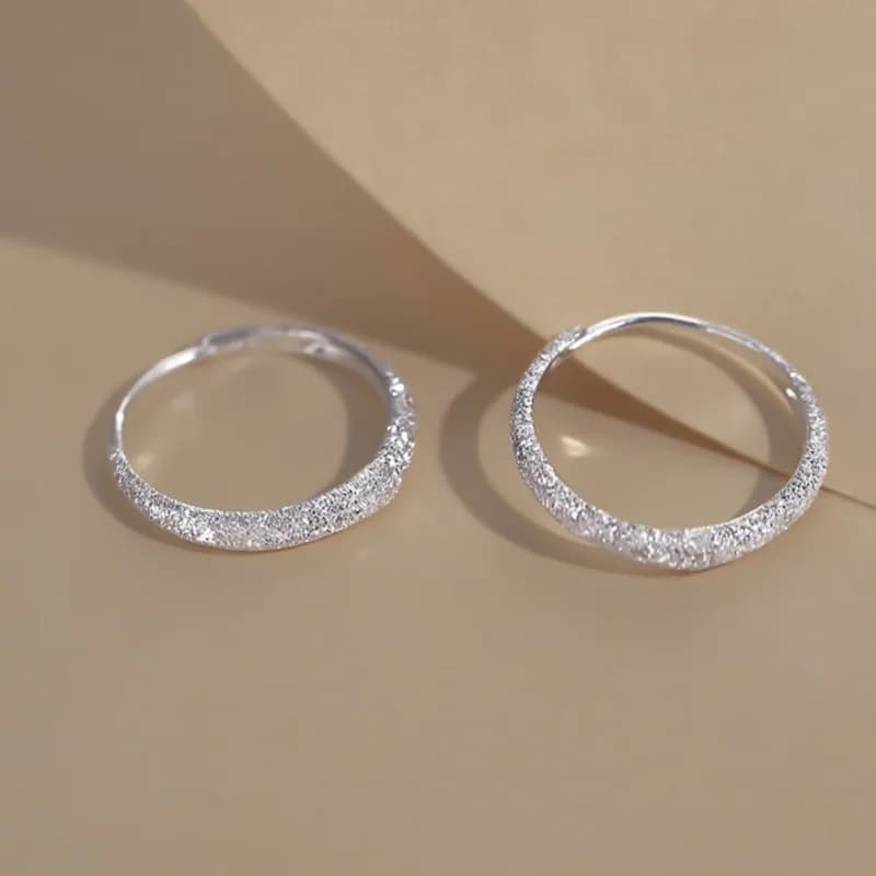 Vintage Silver Color Sparkling Matte Round Hoop Earrings for Women Prevent Allergy Punk Earring Party Jewelry Gifts