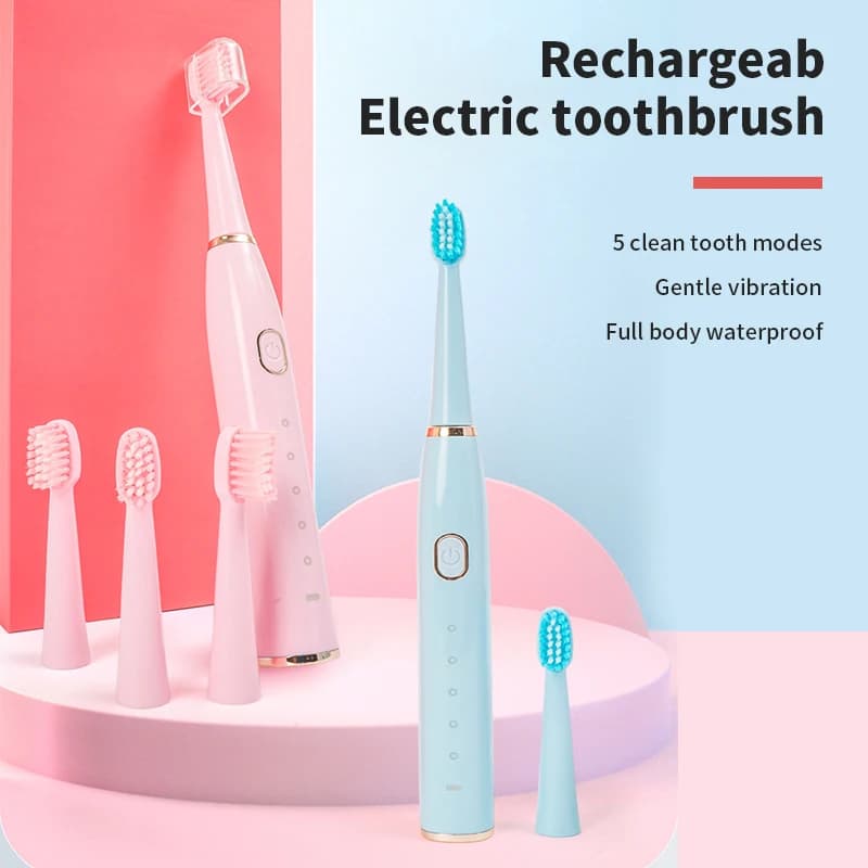 Rechargeable Electric Toothbrush for Adults Gentle Vibration 5 Gear Mode High Density Soft Bristles Fast Charging
