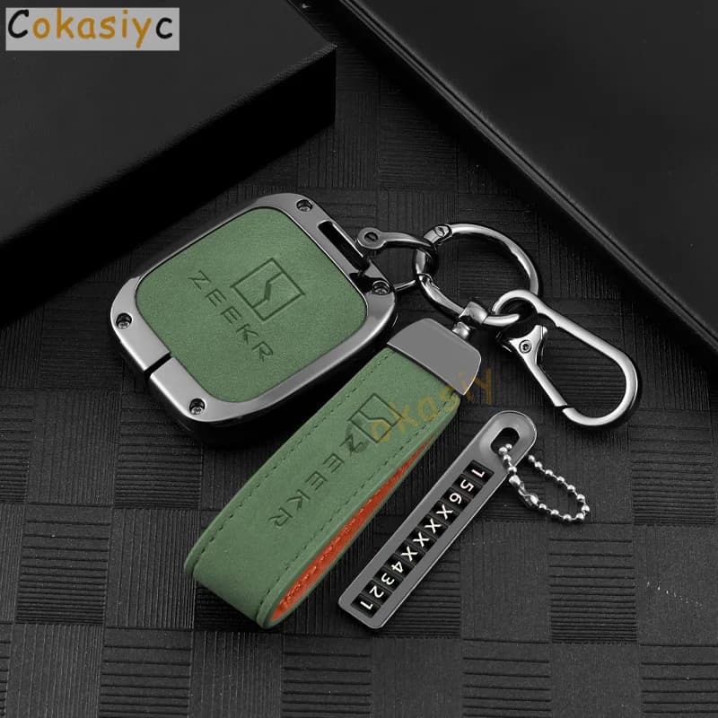 Zinc Alloy Leather Car NFC Card Remote Smart Key Case Cover Bag Holder Shell for ZEEKR 001 009 Protector Keychain Accessories