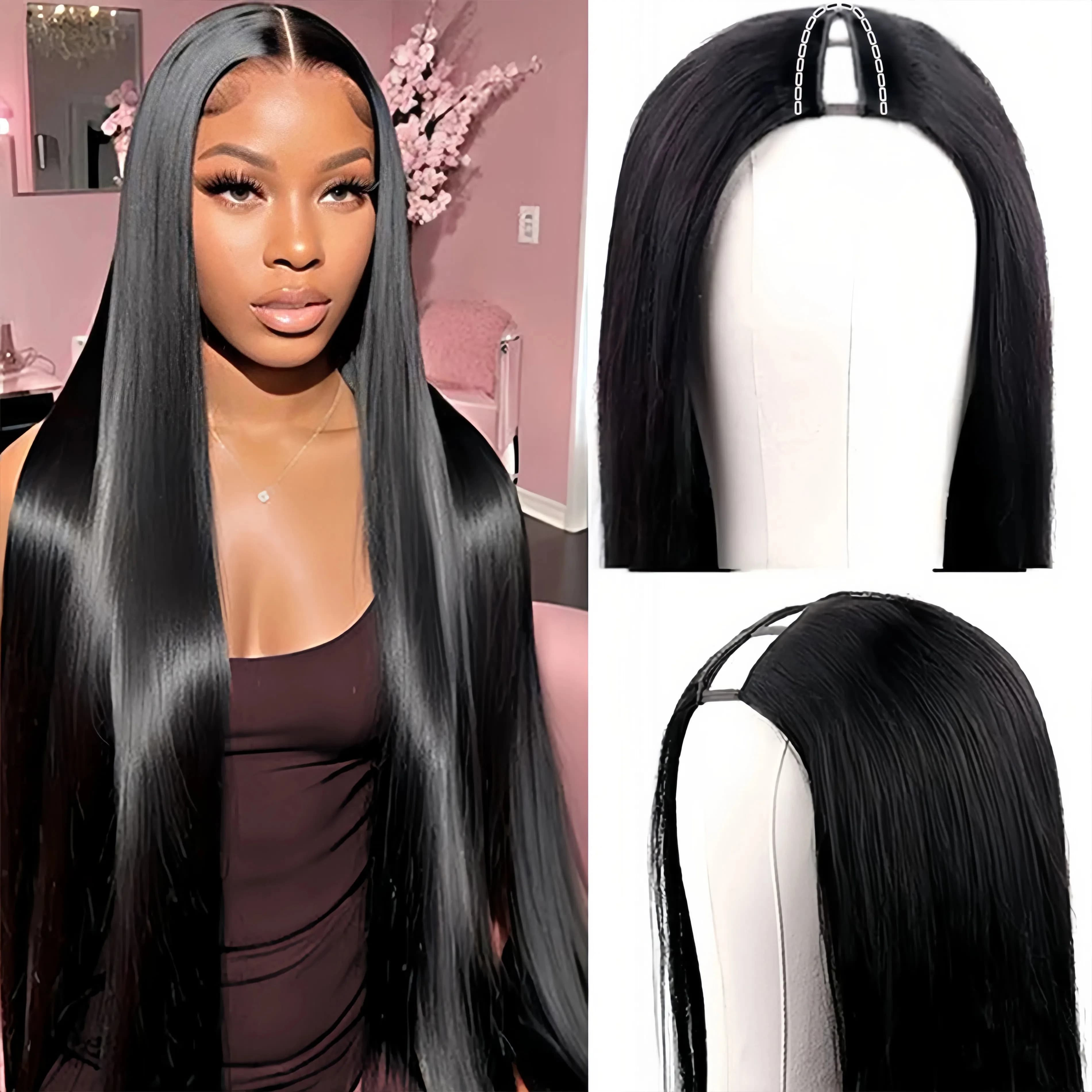 220 Density V part Wig Straight Long Wig Human Hair 30 Inches Upgrade Upart Wigs For Women 100% Human Hair Head Clip In Half Wig