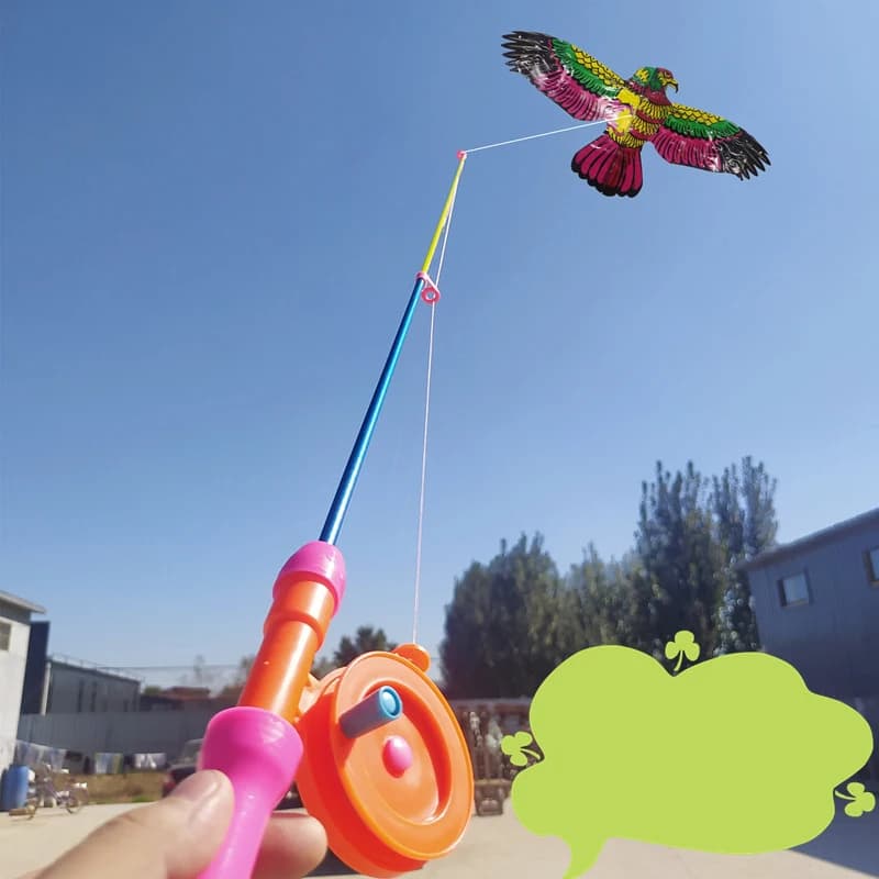 Cartoon Children Kite Mini Plastic Toys Kite + 40cm Hand Brake Fishing Rod Outdoor Fun Sports Toys Kites For Kids Gifts