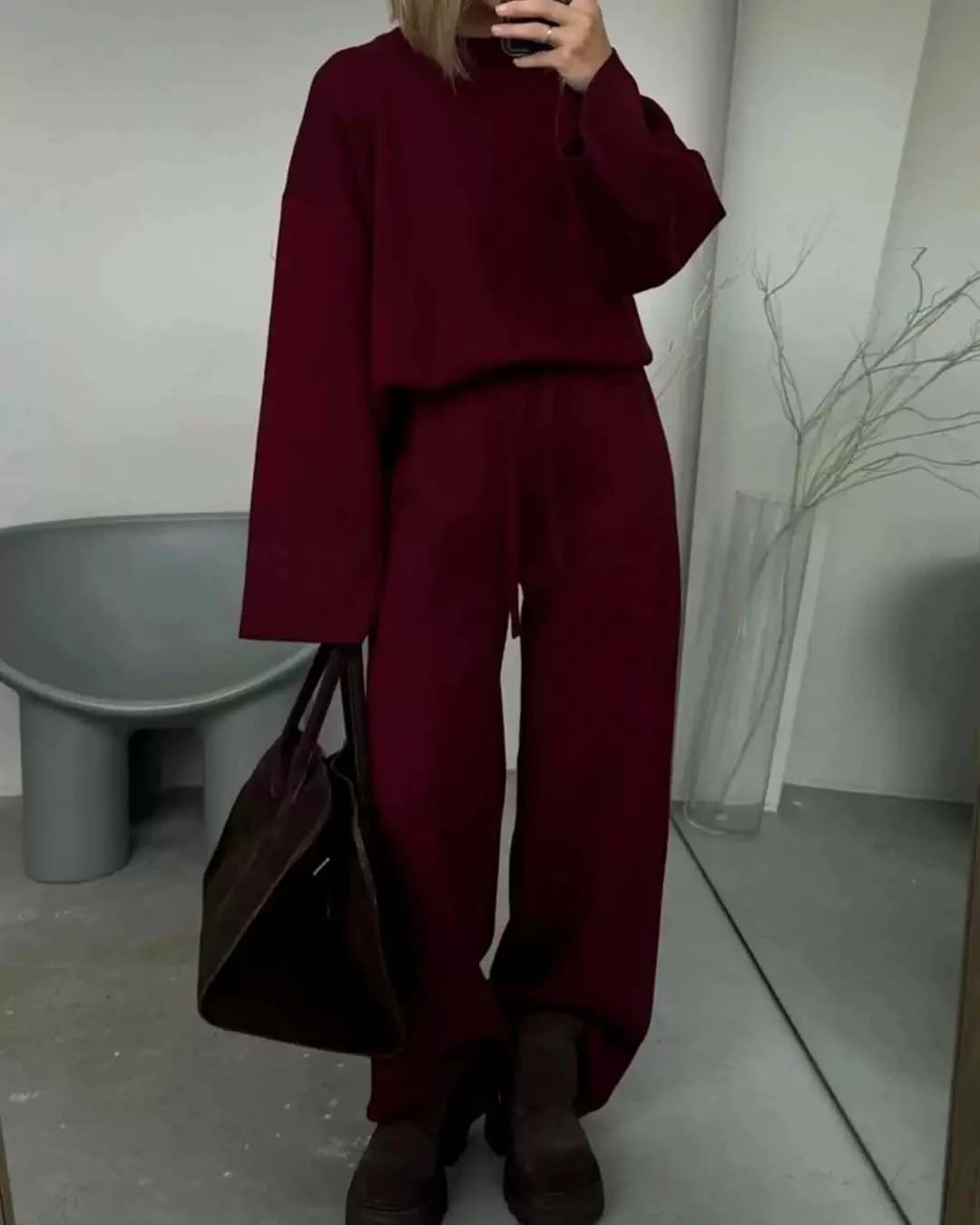 Spring Autumn Solid Color Corduroy Pants Sets Women Loose Long Sleeve Wide Legs Trousers Two Piece Set Female Commuting Clothing