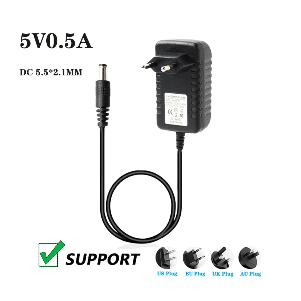 DC 5V 0.5A  Power Adapter Transformer Charger DC5.5*2.1MM