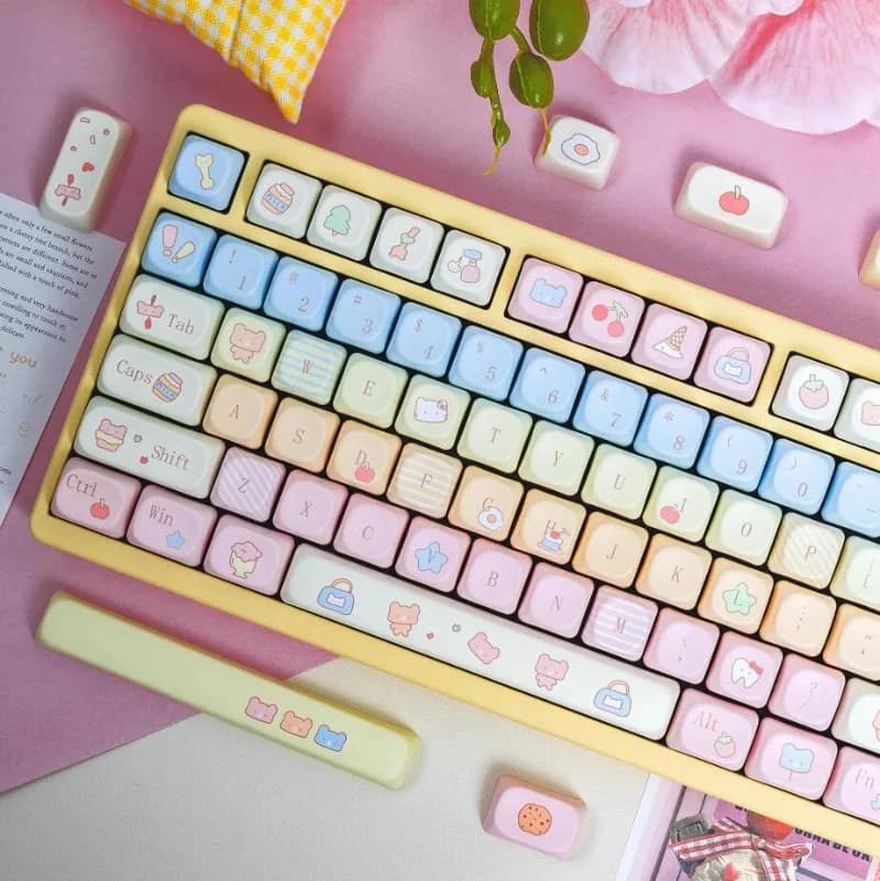 MiFuny Cute Bear Diary Theme Keycaps 139 Keys MOA Profile Keycap  Custom PBT Key Caps for Mechanical Keyboard Gaming Accessories