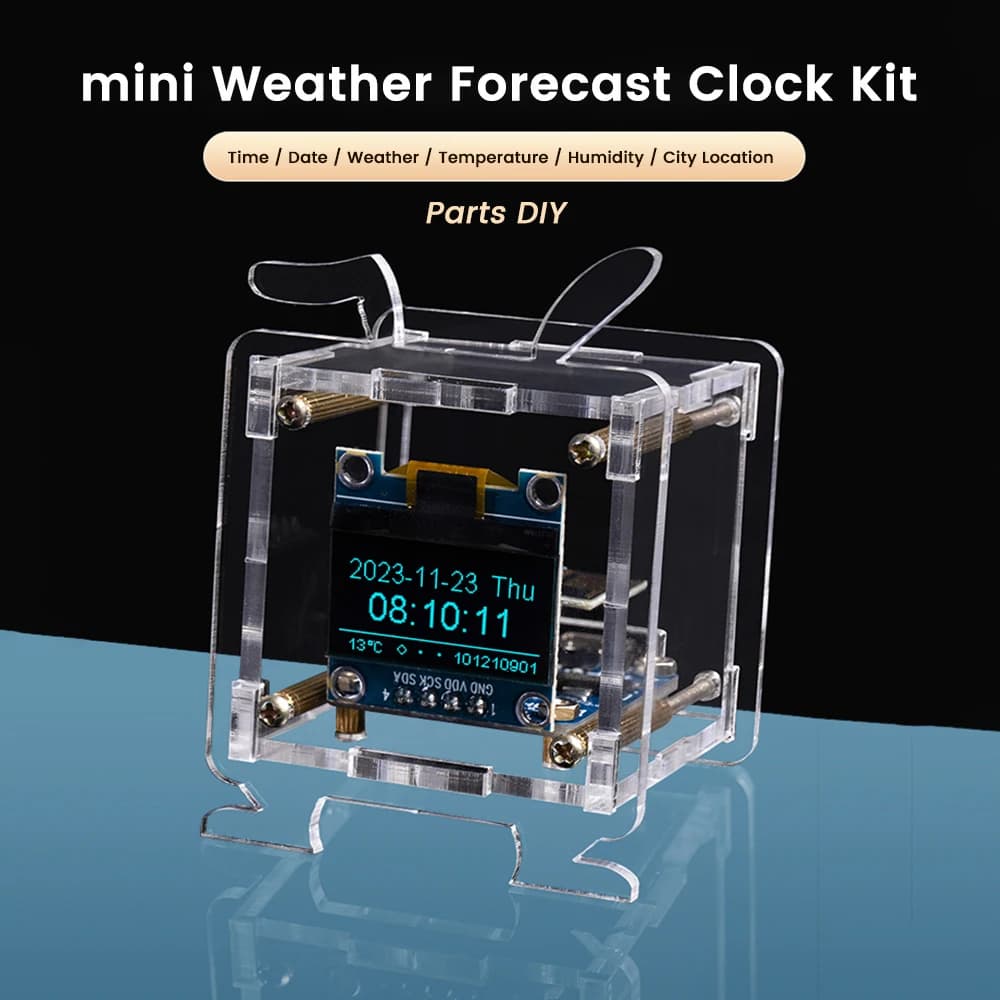 DIY Esp8266 Mini Electronic Clock kits 0.96 Inch Oled Display Support 2.4G Wifi Networking With CaseDiy Soldering Loose Parts