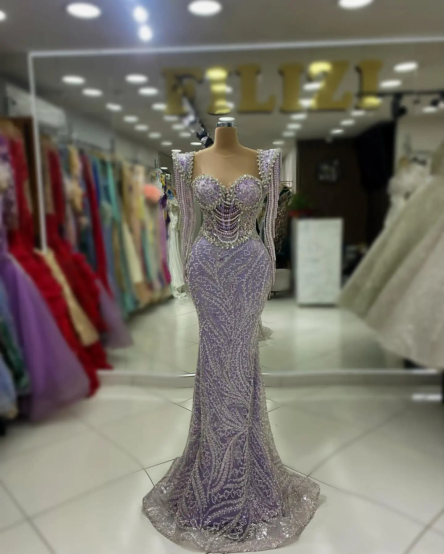 Elegant Full Beadings Crystal Mermaid Formal Evening Dresses with Cap Sleeve Tassels Sequined Purple Celebrity Party Dress 2024