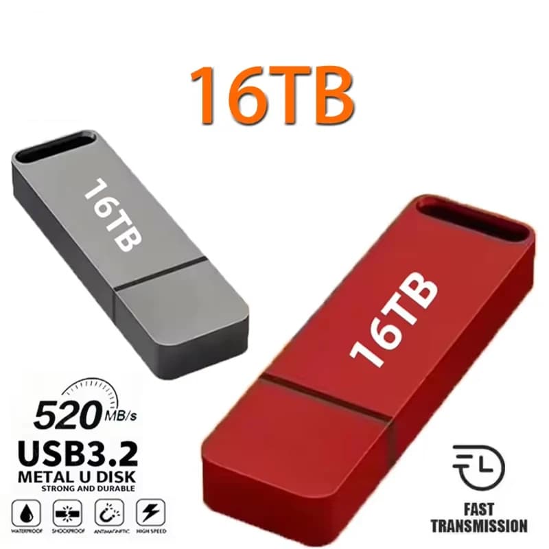 NEW 16TB Flash Drive USB3.2 High Speed Transfer Type C U Metal Flash SSD Portable Mini Flash Drive Memory Waterproof U Drive