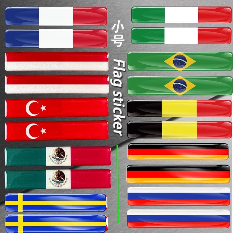 3D Epoxy Reflective National Flag Sticker Decal Auto Motorcycle Accessories Colombia Belarus Brazil Australia Mexico Switzerland