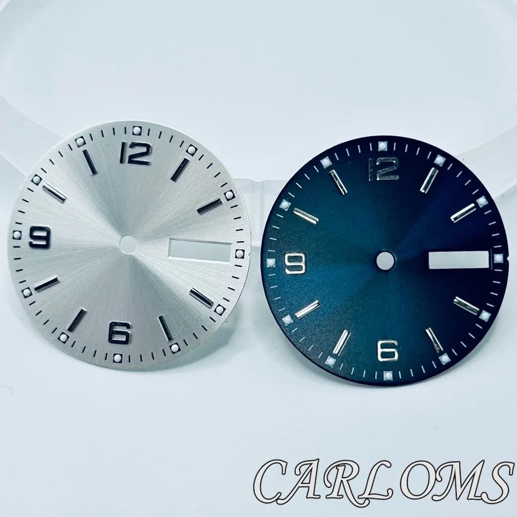 TOP 28.5mm NH36 4R36 Silver Blue Sterile Watch Dial Date Movement 3 O'clock 3.8 O'clock Crown