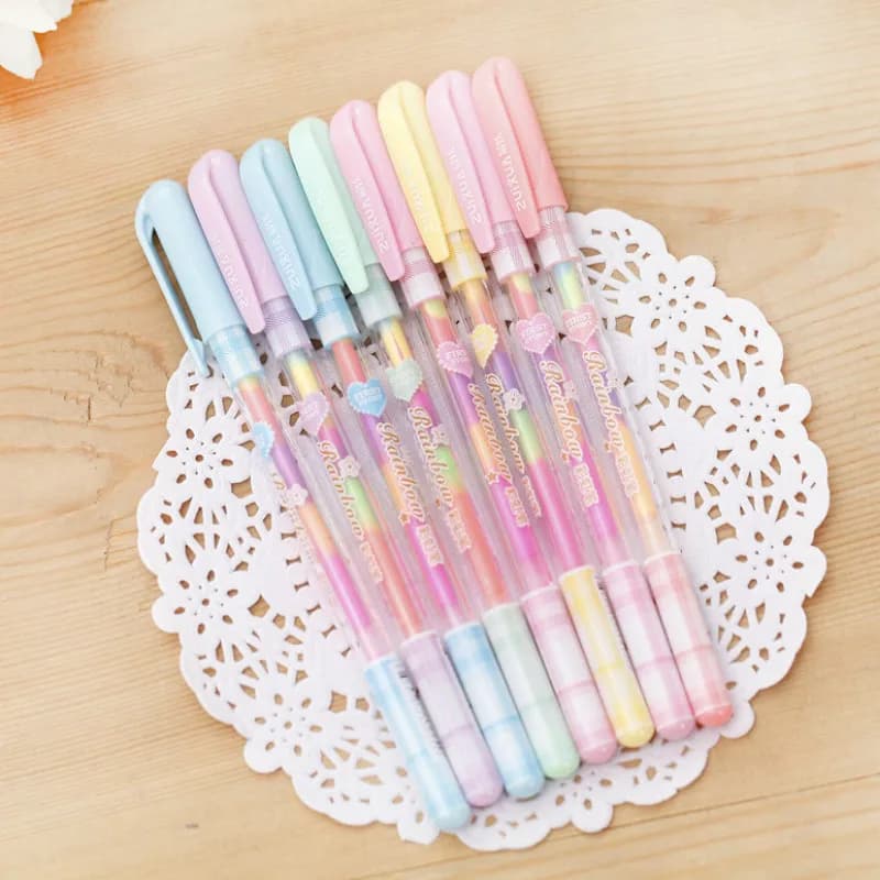 Creative Korea Stationery Beautiful Colorful Rainbow Gel Pens Fashion Office School Supplies Writing Pens Painting Pen