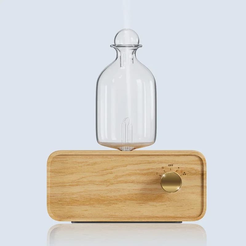 Nebulizing Essential Oil Diffuser Waterless Operated Aromatherapy Diffuser for Home Wood and Glass Aroma Diffuser Scent Machine