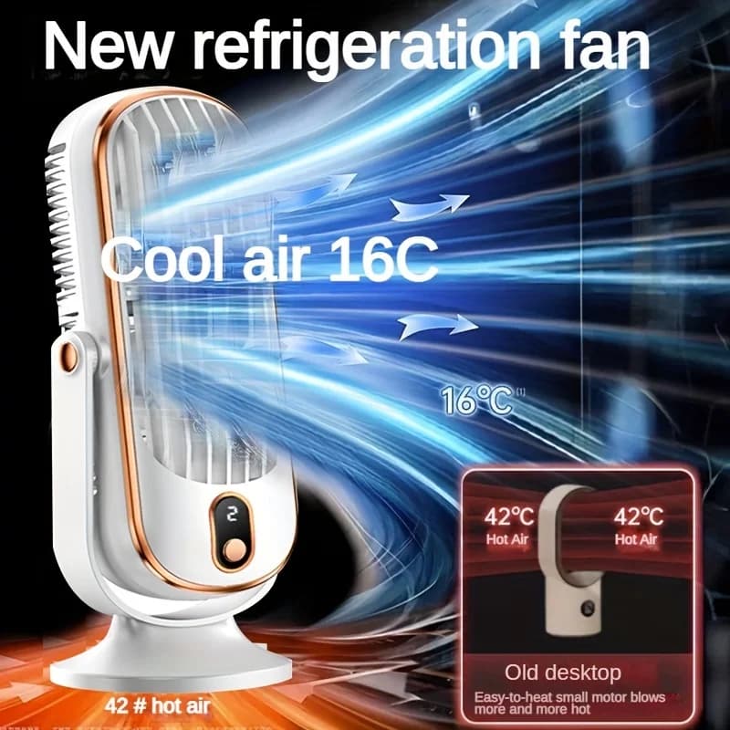 1PC, portable air conditioning fan, large battery dual electric motor, small air conditioner, 5-speed air cooling fan 720 ° surr
