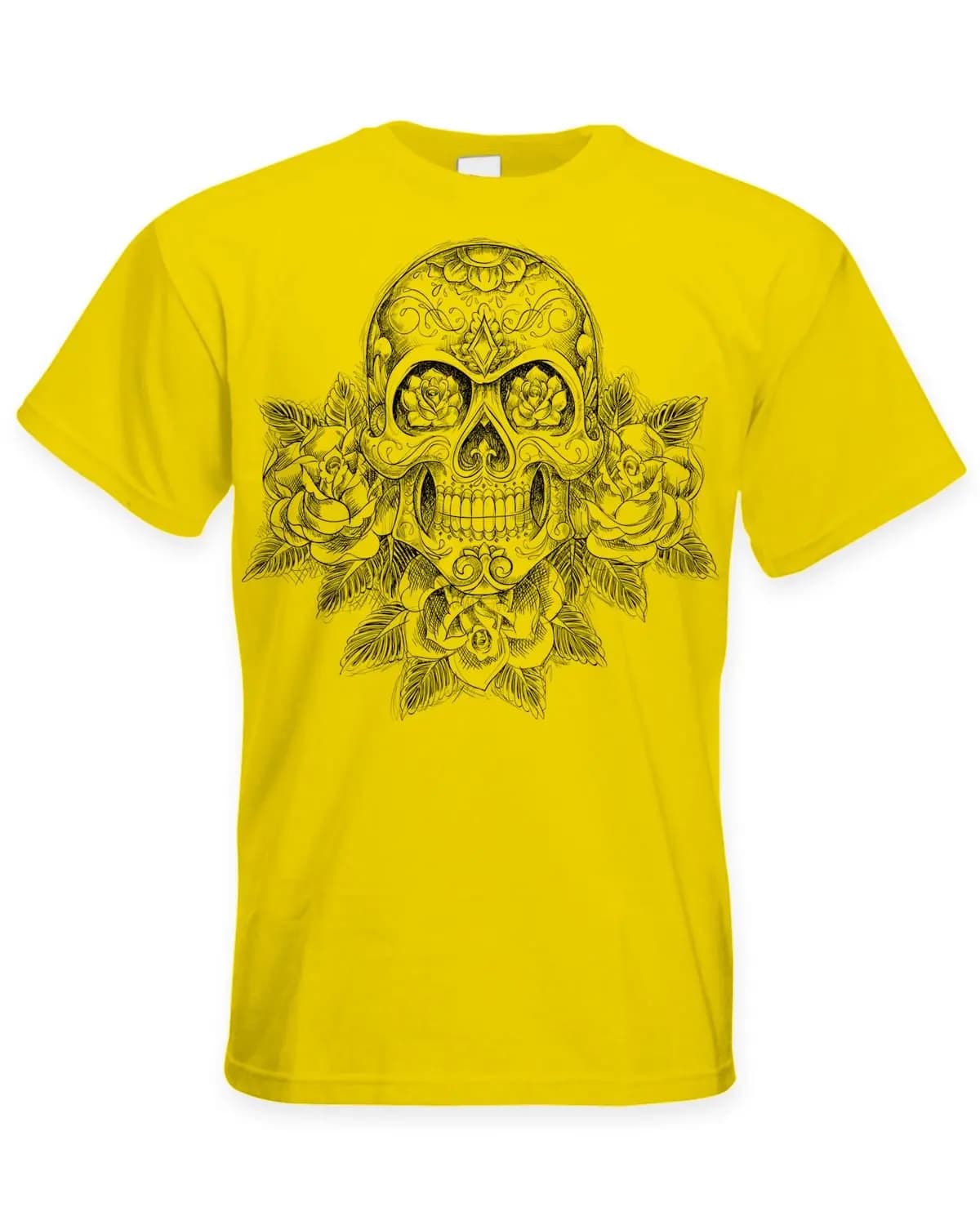 Skull and Roses Tattoo Large Print Men's T-Shirtvintage Luxury High quality brand oversizedUnisex T-shirts for Men Women Summer