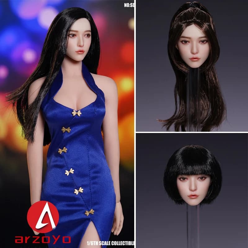 【2024 Q2】SUPER DUCK SDH050 1/6 Blowing Bubble Girl Head Sculpt Movable Eye Female Head Carving Fit 12'' Pale Action Figure Body