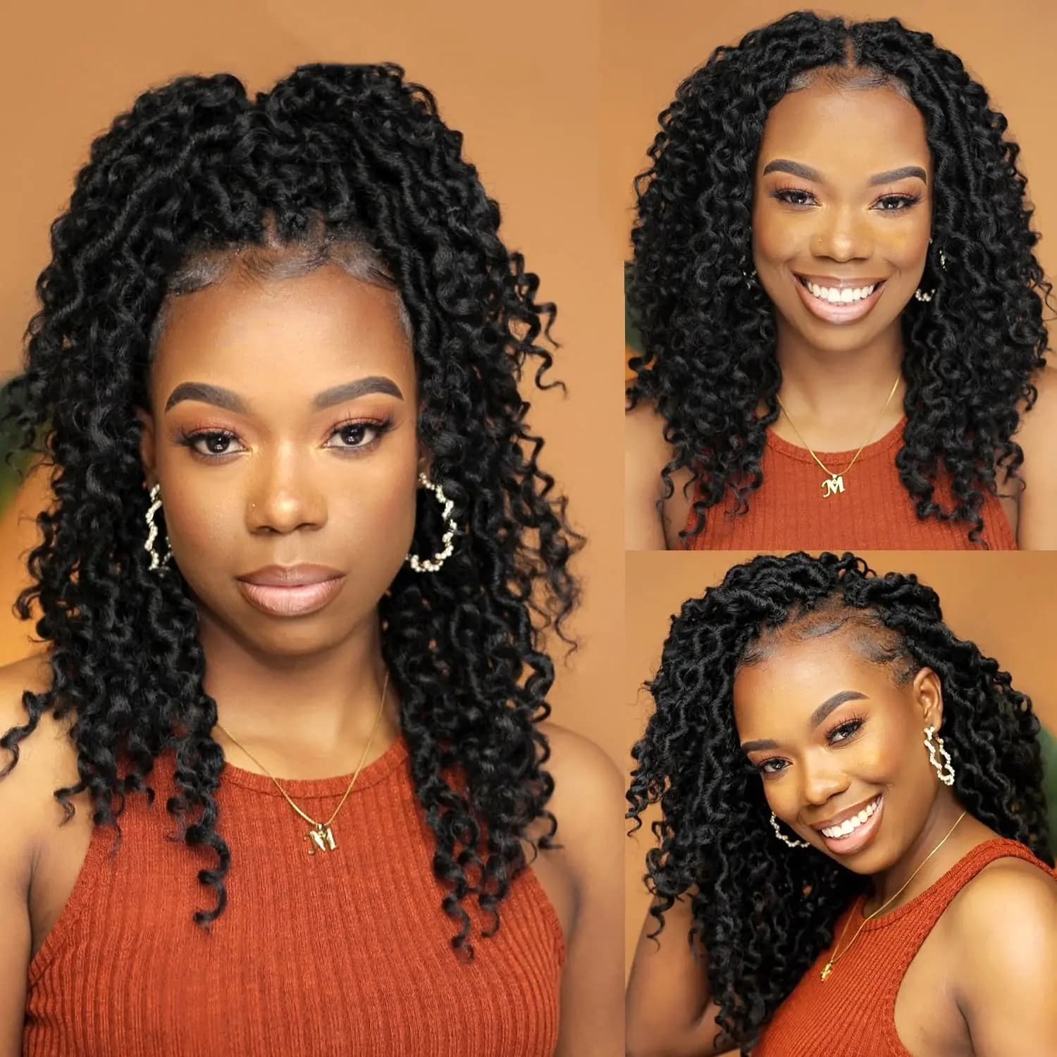 Faux Locs synthetic Crochet Hair 14 inch Pre Looped Goddess Locs Crochet Hair With Curly Ends Crochet Hair Extensions For Women