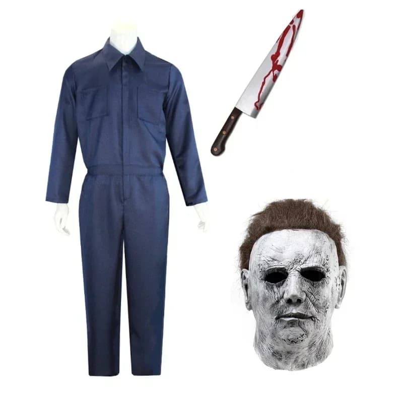 Single Sale Michael Myers Halloween Costume Mask Cosplay Jumpsuit Outfits Horror Bloody Killer Carnival Party Costume for Adult