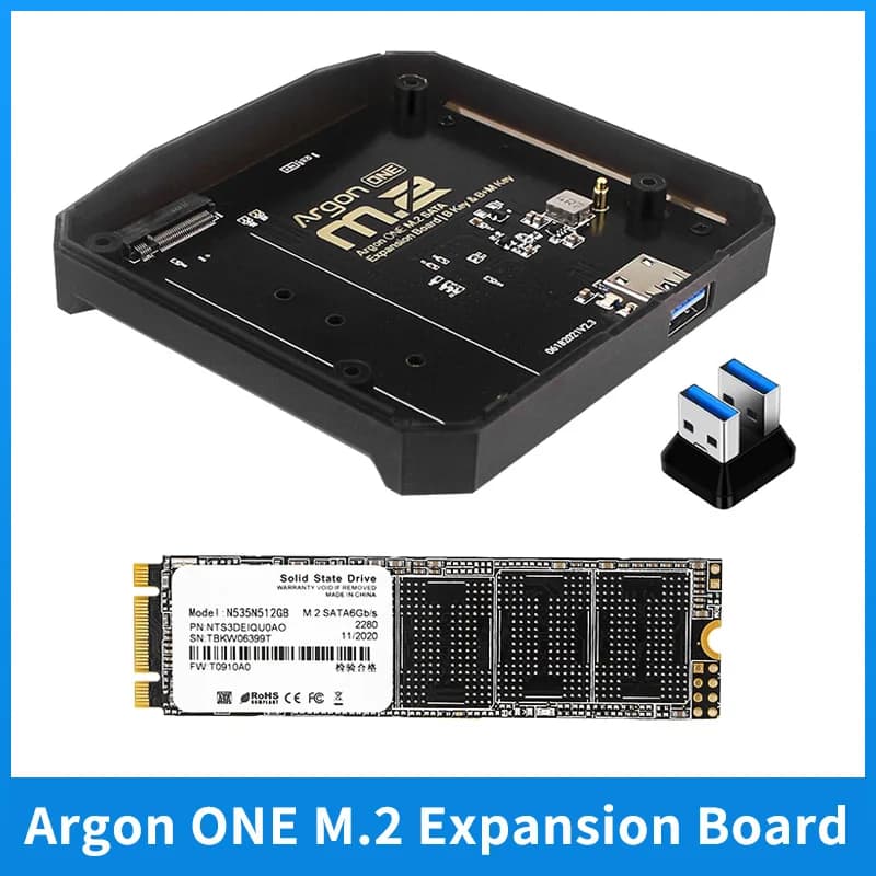 Argon ONE M.2 SSD Expansion Board USB 3.0 to M.2 SATA / NVME SSD Adapter Base for Raspberry Pi 4 Model B Argon ONE M.2 / V2 Case