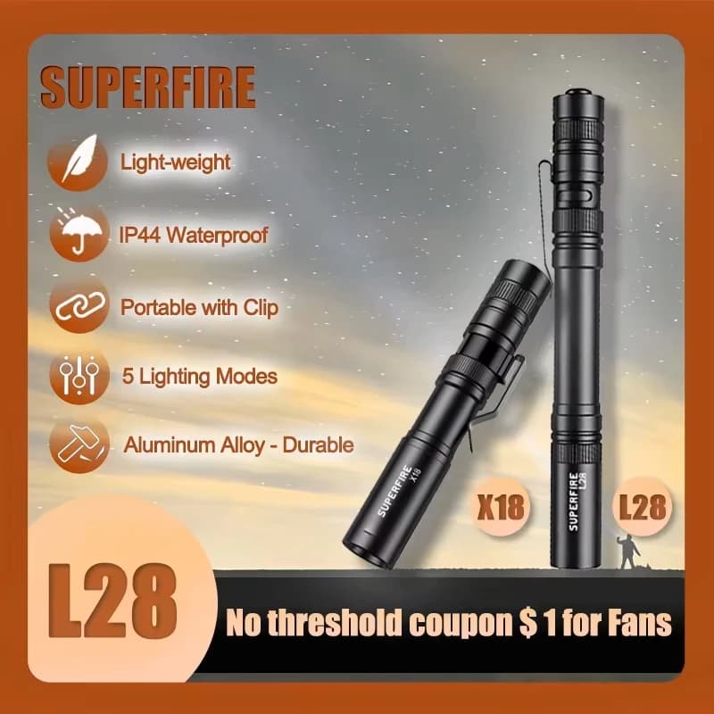 SUPERFIRE X18 Mini LED Flashlight PenLight Lamp Clip UV Flashlights Torch Outdoor Camping Pocket Pen lights Emergency Lantern