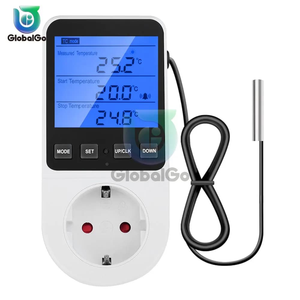 Timer Socket Thermostat Multi-Function Temperature Controller Outlet With Timer Switch Sensor Probe Heating Cool Tool