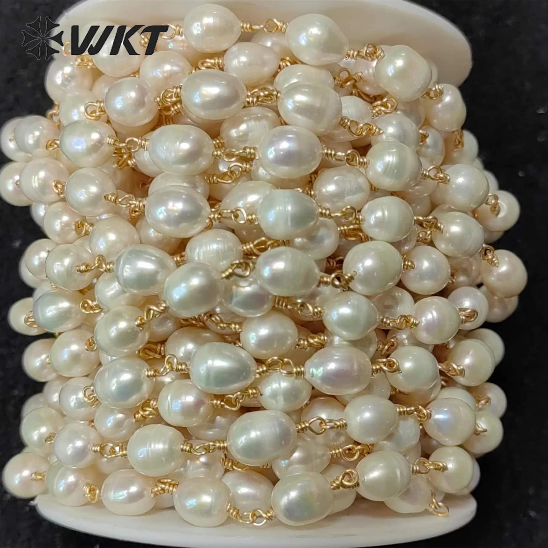 WT-RBC226 WKT Exquisite Chain With Freshwater Pearl 6-7mm 18k Gold Plated For Women Jewelry Accessories Wedding Design