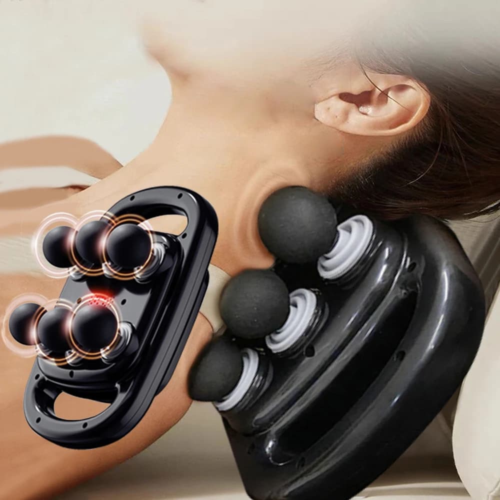 Fascia Gun Six-head Deep High Frequency Vibration 14mm Wireless Waist and Back Massager Body Relaxation Shoulder Calf Massager