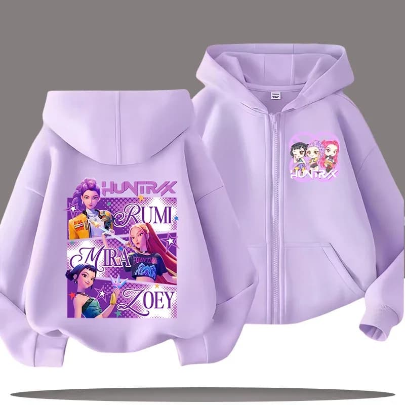 Funny Zip Up Sweatshirts Kpop Demon Hunters Hoodie Children Clothes Kid Girl Boy Sweatshirt Zipper Hoody Baby Casual Top