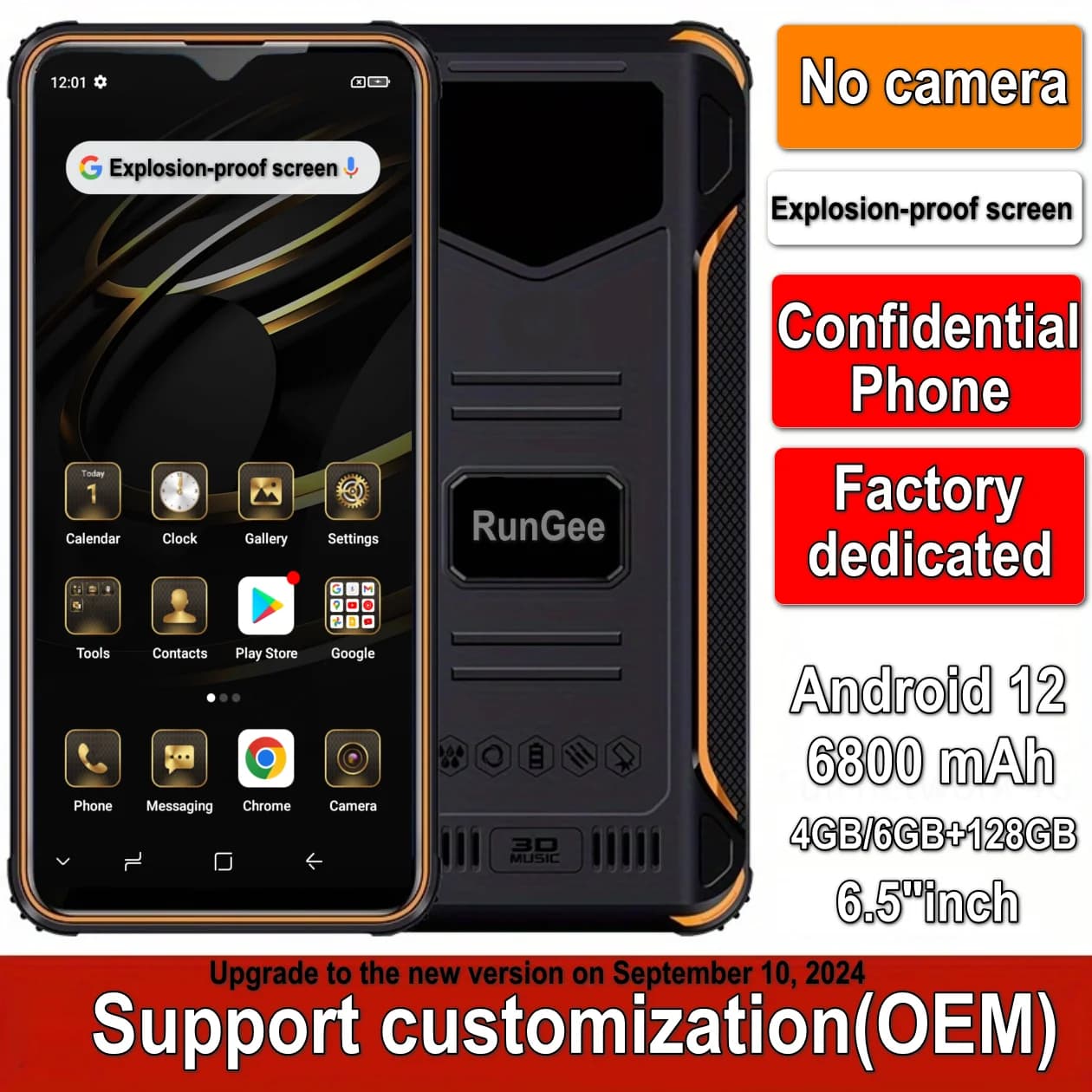 Without camera X9 Phone 6GB+128GB zello PTT 4G LTE Octa core Android 12 GPS 6.5"inch Support dark mode Support OEM
