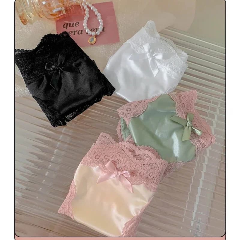 Women Sexy Lace Panties Underwear Satin Mesh Low Rise Hollow Briefs Thong