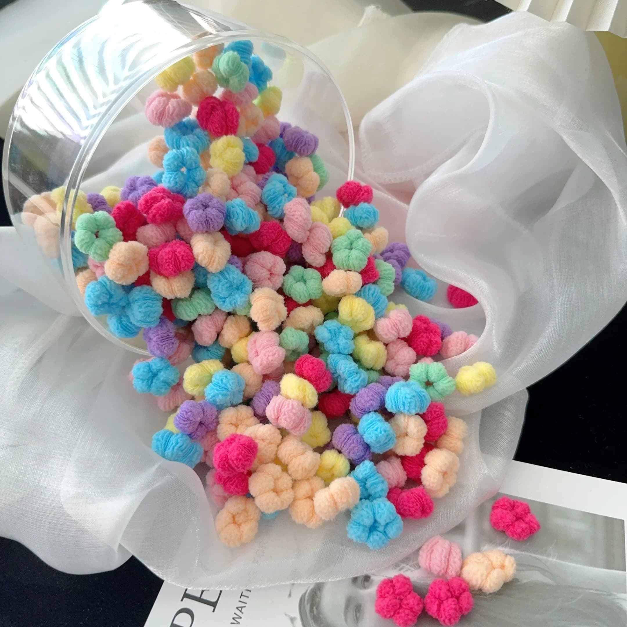 100pcs/set of Candy Colored Children's Elastic Hair Bands Girls' Rubber Bands Cute Children's Hair Accessories