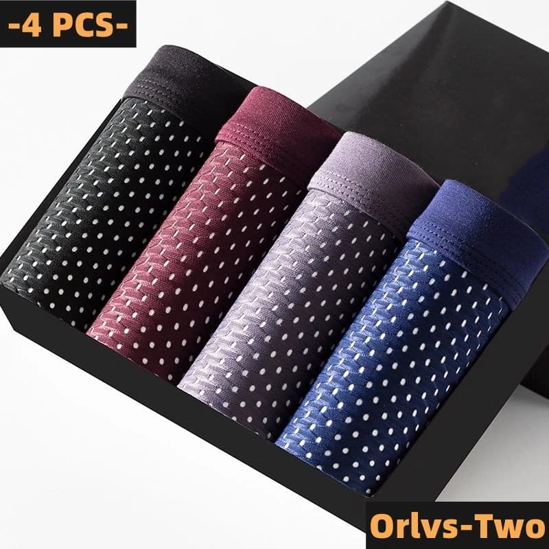 4 PCS/Lot Men's Panties Ice Silk Underpants Breathable Summer Man Shorts Boxers Underwear Homme Bamboo Hole Large Size 2XL-6XL