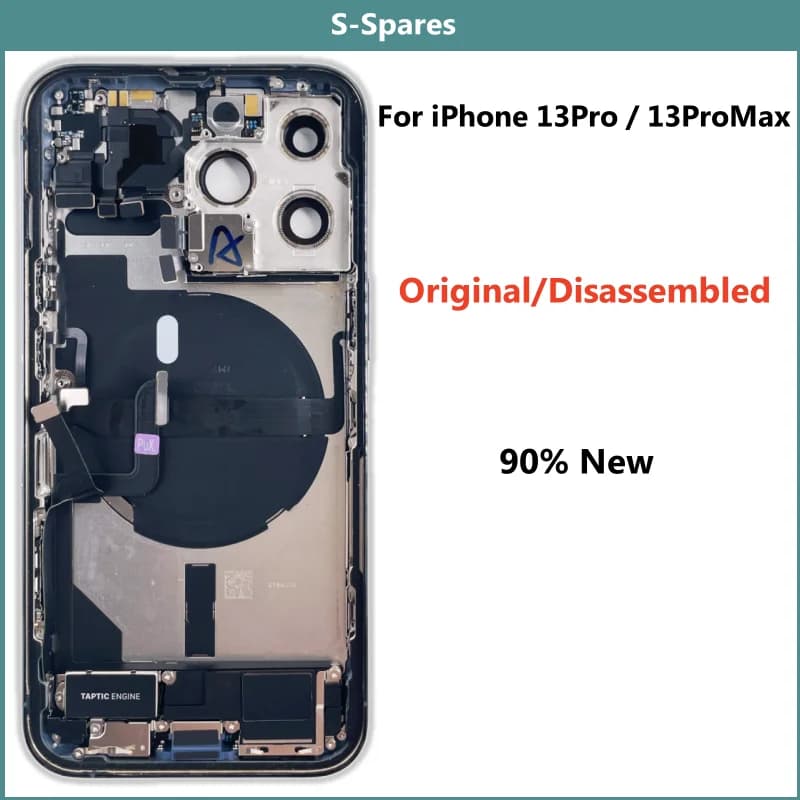 Original Disassembled Middle Frame Housing Back Glass Cover for iPhone 13Pro 13Pro Max, NFC Wireless Charger Assembly, 90% New