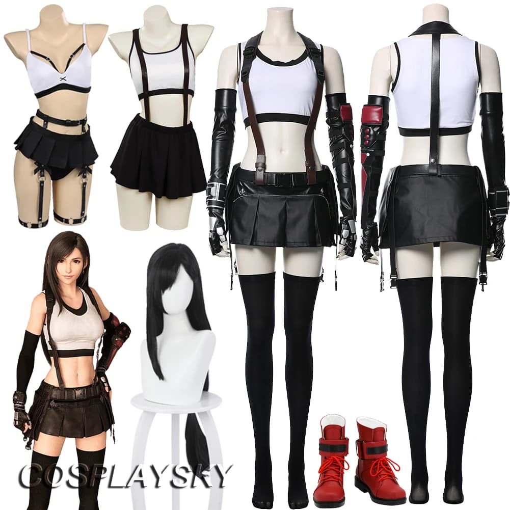 Tifa Lockhart Cosplay Fantasy Wigs Anime Game Final Fantasy VII Costume Disguise Adult Women Cosplay Roleplay Fantasia Outfits