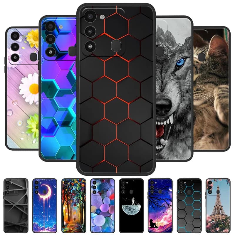 For Tecno Spark Go 2022 Case Soft Silicone Wolf Lion Phone Cases for Tecno Spark 8C Shockproof Cover 8 C Spark8C Cartoon Fundas