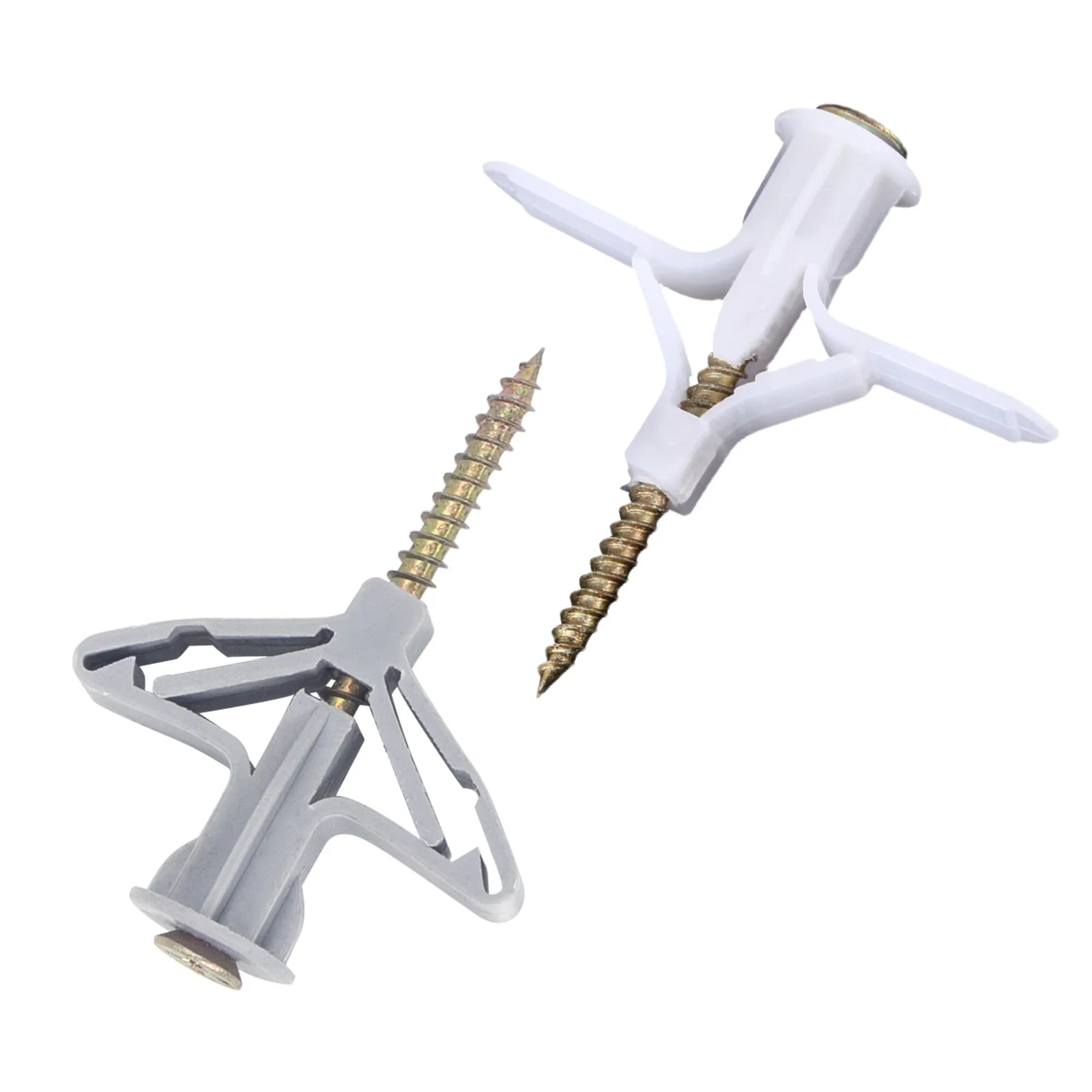 10 sets/pack Plastic Airplane Expansion Pipe Curtain Gypsum Board Hollow Wall Expansion Screw 3.5*50+Anchor 8*50 Plugs Up Aging