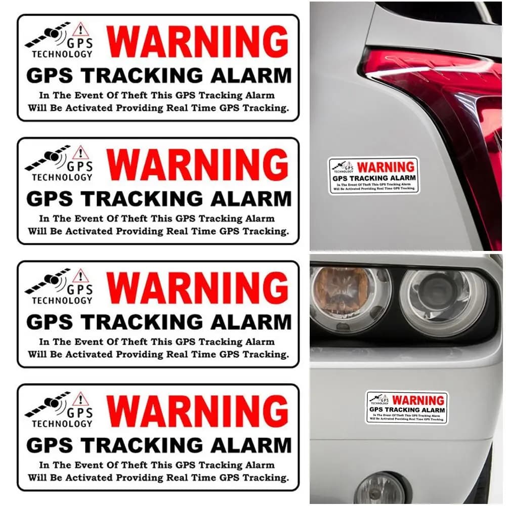 4PCS Red&Black GPS Warning Sticker Tool 10*4cm Car Window Alarm System Decal Waterproof Security GPS TRACKING ALARM Vehicle