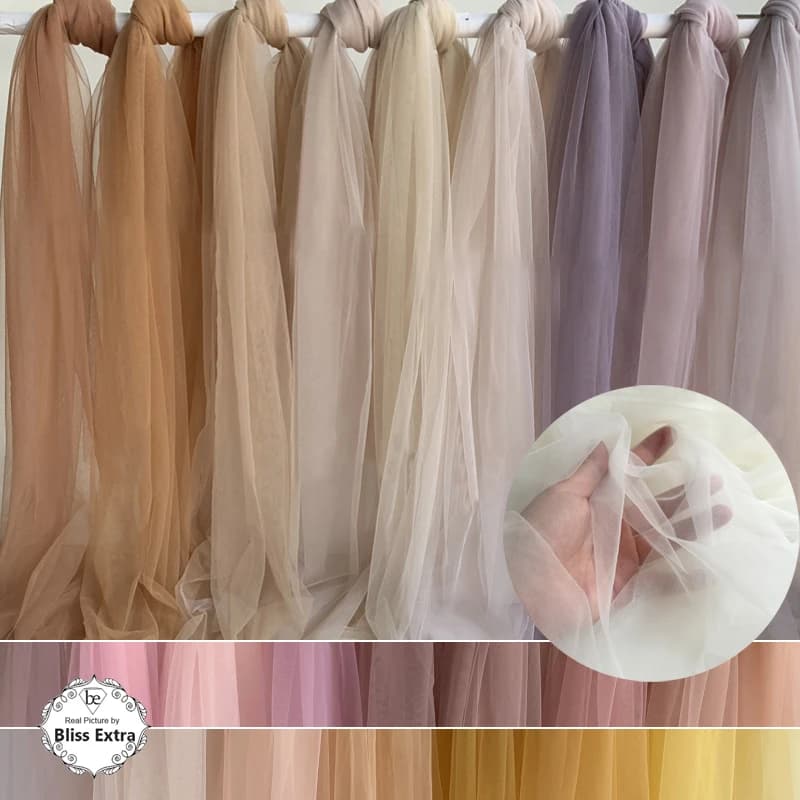 Brown Nude Grey Soft Tulle Fabric Wedding Celebration Curtain Clothing Mesh Layout Chair Back Yarn Tutu DIY Sewing Material