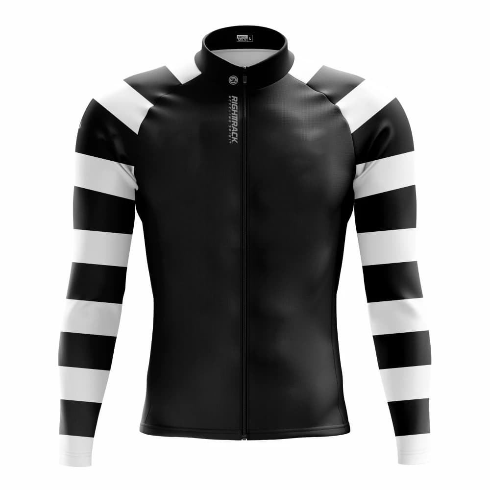 Winter Cycling Jersey Men Pinstripe Long Sleeve Cycle Clothes Spring & Autumn Mesh/Fleece Thermal RIGHTTRACK MTB Bike Clothing