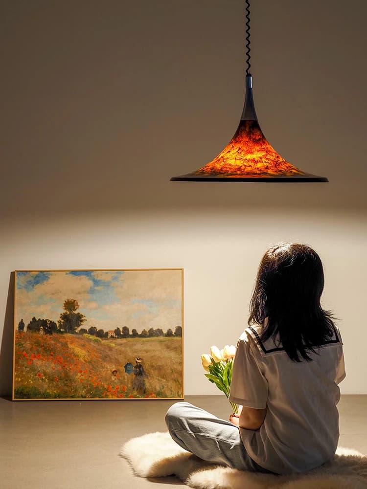 Modern Classic Coloured Drawing Amber Texture Pendant Light Home Decoration Creative Kitchen Hanging Lamps