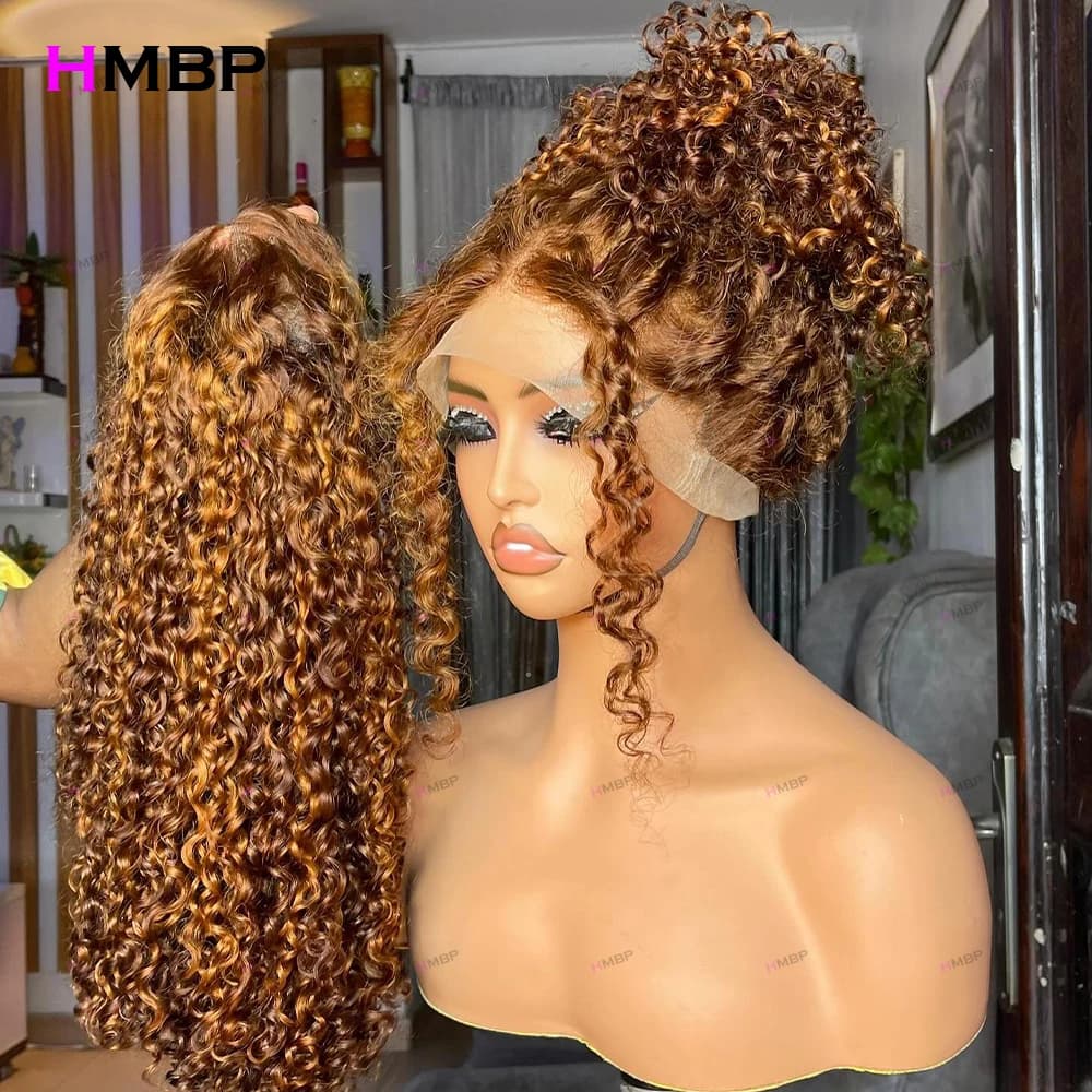 360/13×6 HD Lace Frontal Wigs Afro Kinky Curly 400 Density Human Hair Brown Brazilian Baby Human Hair Lace Front Wigs For Women