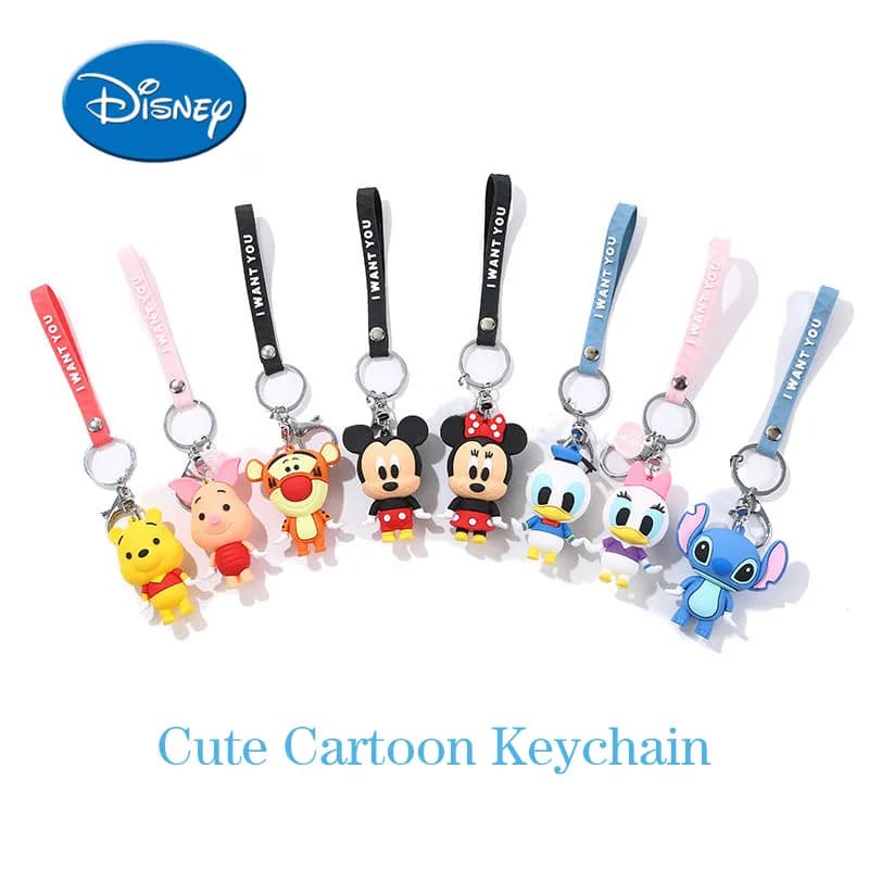 Disney Anime Cartoon Mickey Mouse Minnie Figure Keychains Donald Duck Piglet Key Chain Model Kid Toy Kawaii Children Gift