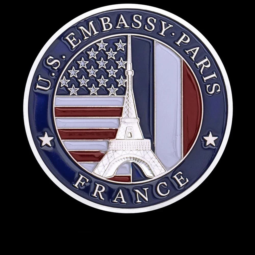 United States Embassy Paris France Souvenir Coin Paris Eiffel Tower Pattern Silvery Plated Commemorative Coin