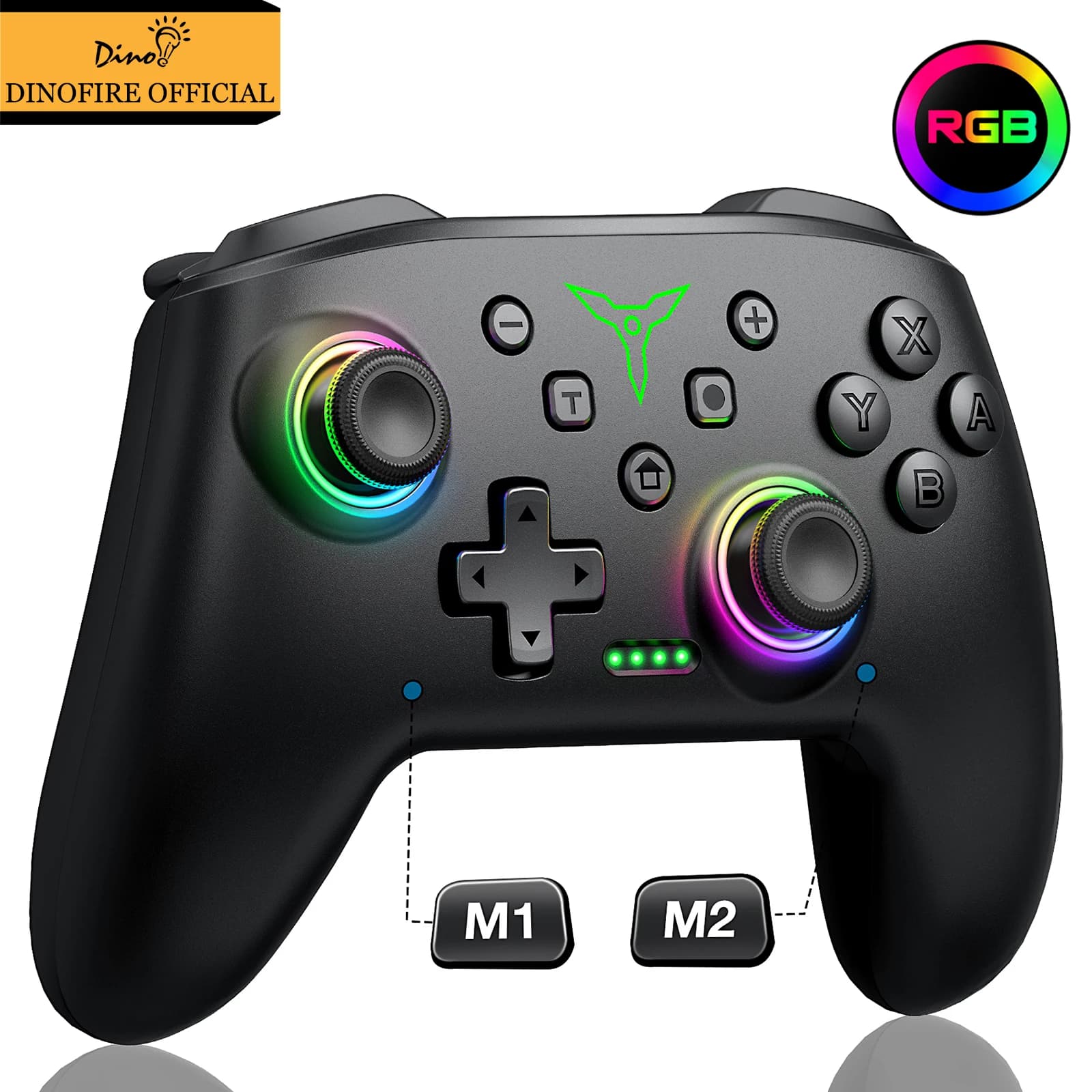 Dinofire Wireless Bluetooth RGB Controller for Nintendo Switch/Switch OLED/Lite Mobile Wired PC Gamepad Multi-Function Joystick