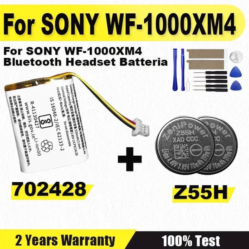 Brand-New Z55H 3.85V 70mAh Replace Battery For SONY WF-1000XM4 Bluetooth Earbuds Headset Batteria + Free Gift Tools
