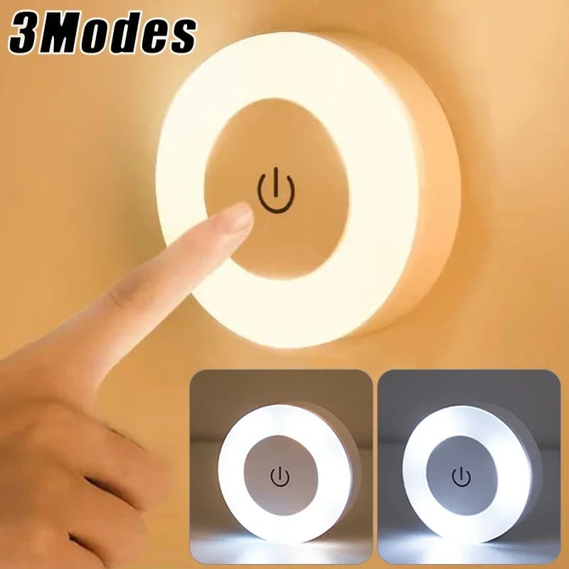 LED Touch Sensor Night Light 3 Modes Dimming Wall Lights Portable USB Rechargeable Night Lamp For Living Room Bedroom Lighting