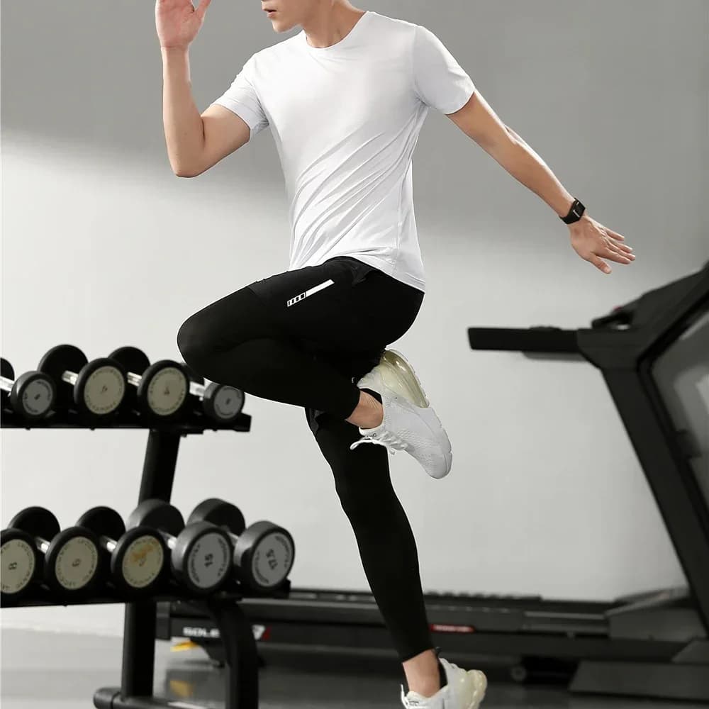 Mens T-Shirts Crew Neck Good Stretchy Tops High Quality Loose Male Muscle Quick Dry Runing Shirts 2022 Fashion