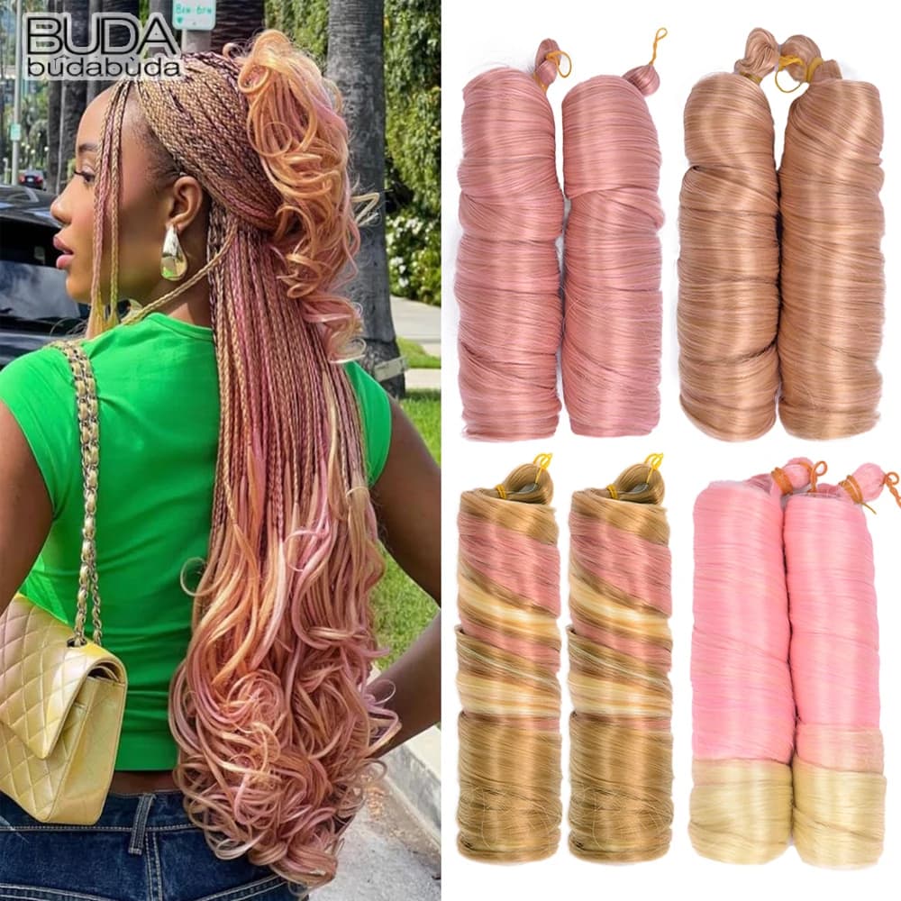 Loose Wave Braiding Hair Synthetic Spiral Curls Crochet Hair Extensions Pre Stretched French Curls Ombre Braids Hair For Women