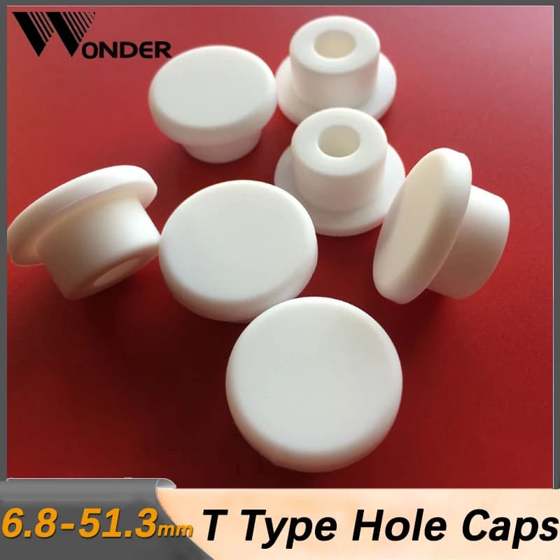 White Silicone Rubber Seal Hole Plugs Hollow Blanking End Cap T Type Stopper Dustproof Plug Pipe Inserts  6.8-51.3mm