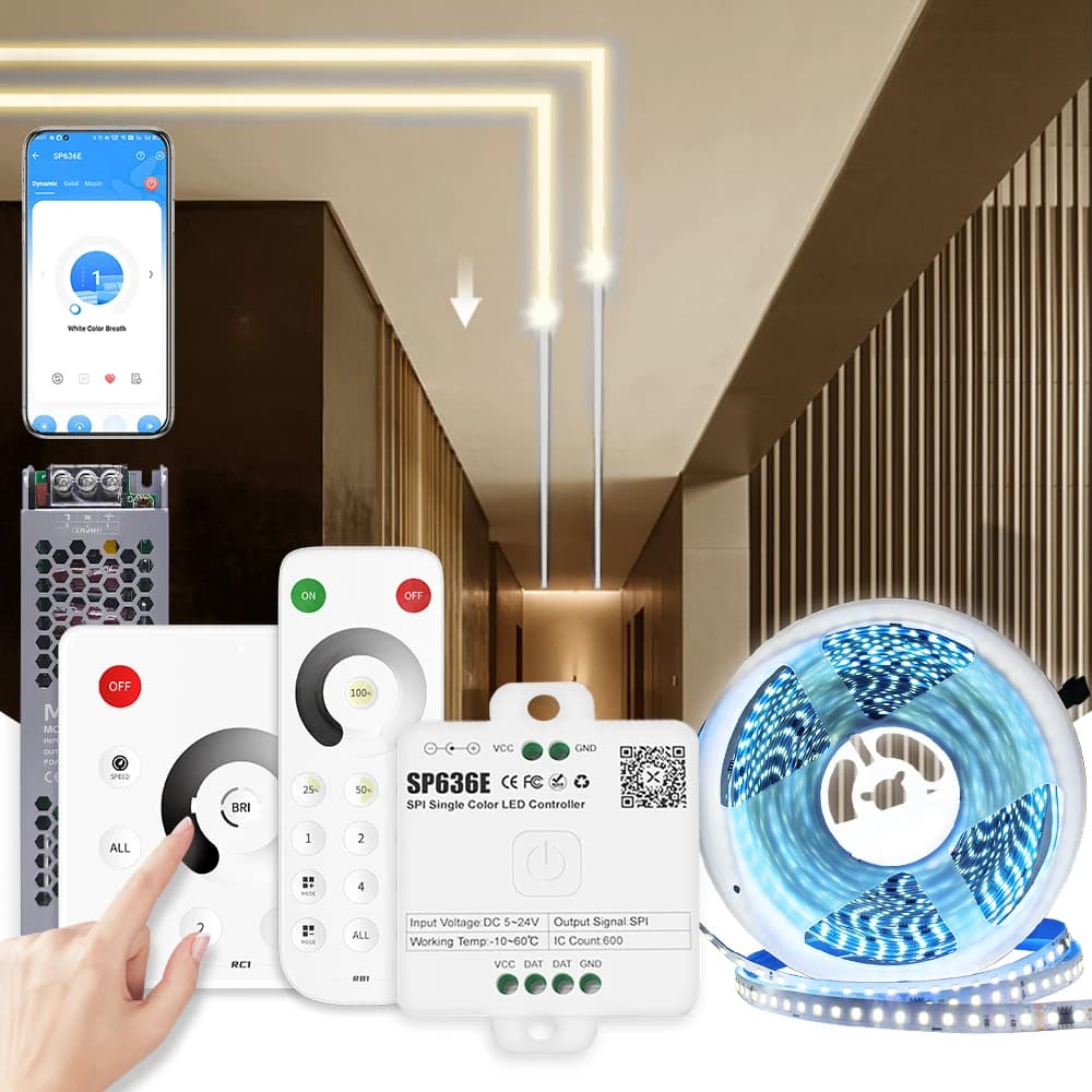 Sequential Led Strip 24v 10M 15M 20M 2835 WS2811 Horse Running LED Ribbon Flowing Water Tape Light with SP636E RF APP Controller