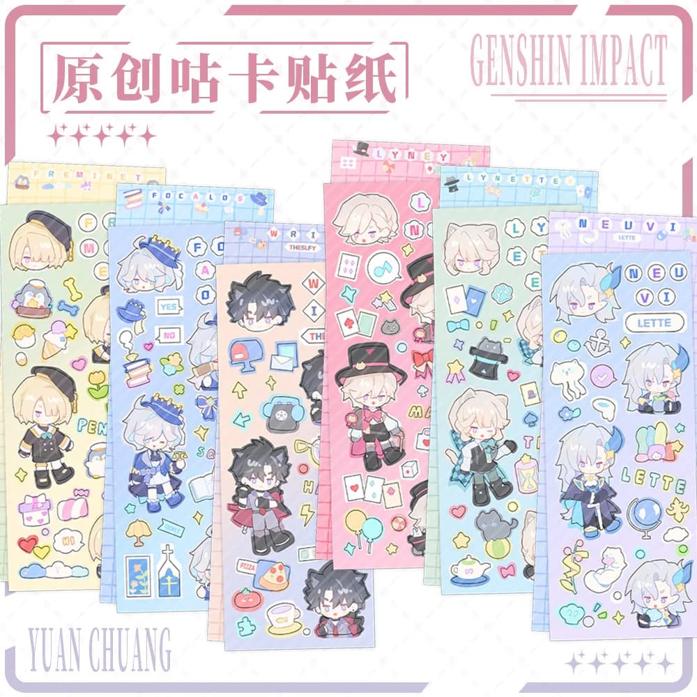 Genshin Impact Fontaine Cosplay Neuvillette Decals Cute Stickers Cartoon Decal Laptop Phone Suitcase Guitar Skateboard Car Stick